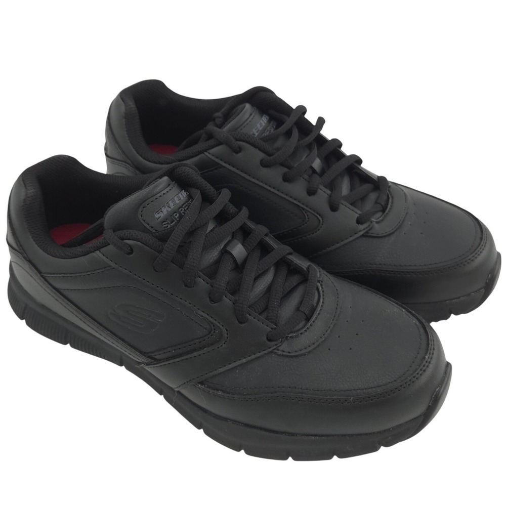 Skechers Work Nampa Wyola Shoes 10W WIDE Women Black Slip Resistant Memory Foam